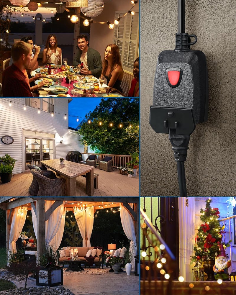DEWENWILS Outdoor Dimmer for String Lights, 100FT Remote Range, IP44 Waterproof Plug-in Dimmer for Garden, Patio, Porch, 4 Level Brightness Button, Max 150W Dimmable LED/300W Tungsten Bulbs - Image 5